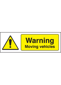 Warning moving vehicles sign