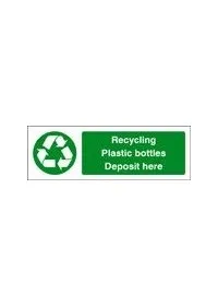 Recycling glass plastic bottles sign