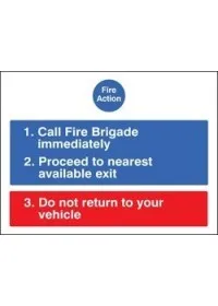 Fire action for car parks sign