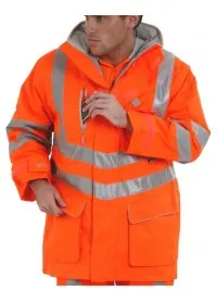 Pulsarail Padded Waterproof Orange Hi Vis Storm Coat  PR502