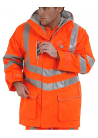 Pulsarail Padded Waterproof Orange Hi Vis Storm Coat  PR502