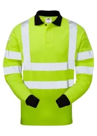 Flame Retardant Anti Static Long Sleeve Hi Vis Polo Shirt