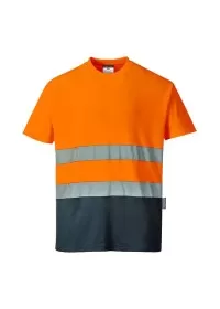 Portwest S173 2-Tone Cotton Comfort T-Shirt Ora-Nav