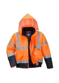 Portwest S266 Hi-Vis 2-Tone Bomber Jacket Ora-Nav