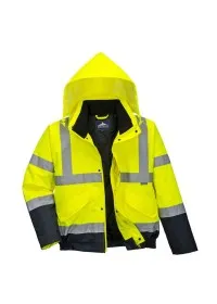 Portwest S266 Hi-Vis 2-Tone Bomber Jacket Yell-Nav