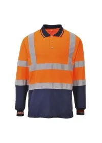 Portwest S279 Two-Tone Long Sleeved Polo Ora-Nav