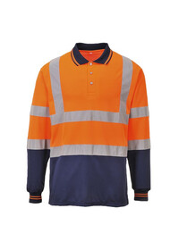 Portwest S279 Two-Tone Long Sleeved Polo Ora-Nav
