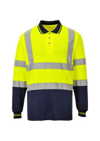 Portwest S279 Two-Tone Long Sleeved Polo Yell-Nav