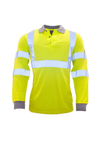 Flame Resistant Anti-Static Hi-Vis Long Sleeve Polo Shirt