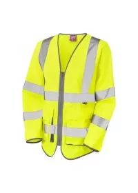 Womens Long Sleeve Zip Hivis Vest With Pockets Yellow