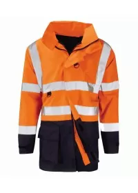 Orange & Navy Flame Retardant Anti Static Hi Vis Coat