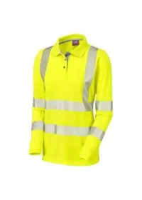 Womens Long Sleeve Hivis Poloshirt PL08 Leo Yellow