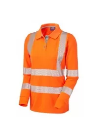 Womens Long Sleeve Hivis Poloshirt PL08 Leo Orange