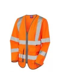 Womens Long Sleeve Zip Hivis Vest With Pockets Orange