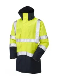 Breathable Hivis Coat Leo A04 Yellow/Navy