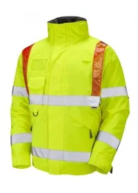 Traffic Management Hi Vis Bomber Jacket With Orange Brace