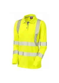 Womens Long Sleeve Hivis Poloshirt PL08 Leo Yellow