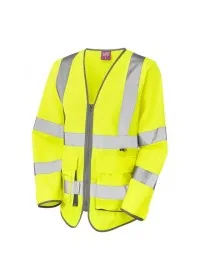 Womens Long Sleeve Zip Hivis Vest With Pockets Yellow