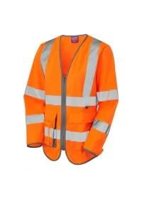 Womens Long Sleeve Zip Hivis Vest With Pockets Orange