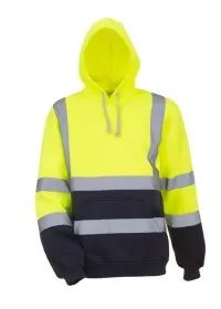 HVK05 Personalised Pull-Over Hivis Hoodie Yellow Navy Front