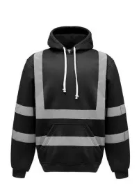 HVK05 Personalised Pull-Over Hivis Hoodie Black Front