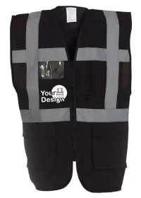 Personalised Black Hi Vis Vest With Pockets HVW801
