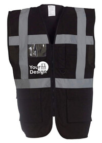 Personalised Black Hi Vis Vest With Pockets HVW801