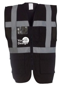 Personalised Black Hi Vis Vest With Pockets HVW801