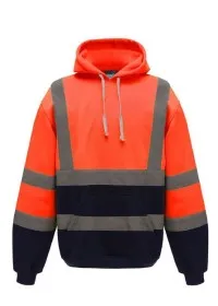 HVK05 Personalised Pull-Over Hivis Hoodie Orange Navy Front