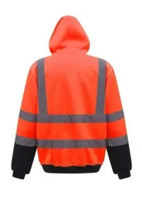 HVK05 Personalised Pull-Over Hivis Hoodie Orange Navy Rear