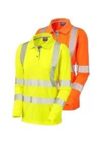 Ladies Hivis Long Sleeved Polo Shirt LEO PL08