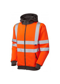 Hi Vis Zipped Hooded Sweatshirt LEO SS02 Orange
