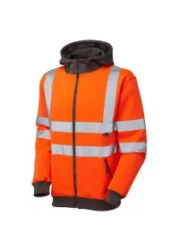 Personalised Hi Vis Hoodie with Zip LEO SS02 Orange Front
