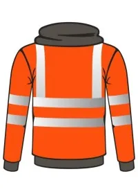 Personalised Hi Vis Hoodie with Zip LEO SS02 Orange Rear