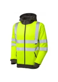 Personalised Hi Vis Hoodie with Zip LEO SS02 Yellow Front