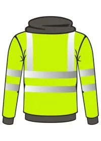 Personalised Hi Vis Hoodie with Zip LEO SS02 Yellow Rear