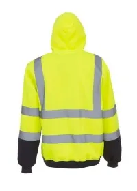 HVK05 Personalised Pull-Over Hivis Hoodie Yellow Navy Rear