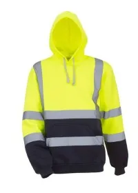 HVK05 Personalised Pull-Over Hivis Hoodie Yellow Navy Front