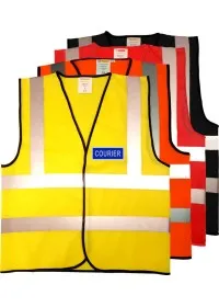 Hi Vis Vest With Blue And Silver Courier Print