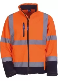 Personalised Hi Vis Softshell Jacket HVK09 Yoko Orange/Navy  Front