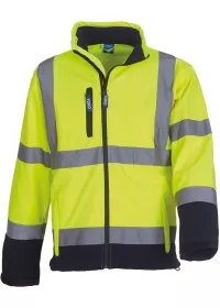 Personalised Hi Vis Softshell Jacket HVK09 Yoko Yellow/Navy Front
