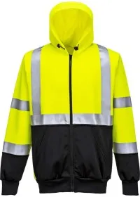 Personalised Two Colour Zipped Hi Vis Hoodie Portwest B315