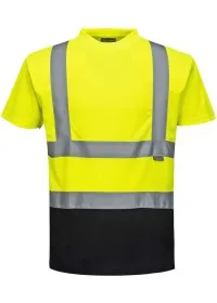 Personalised Hi Vis Short Sleeved T-Shirt S378 Yellow/Black Front