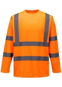 Personalised Hi Vis Long Sleeved T-Shirt S178 Orange Front