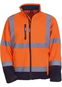 Personalised Hi Vis Softshell Jacket HVK09 Yoko Orange/Navy  Front