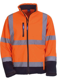 Personalised Hi Vis Softshell Jacket HVK09 Yoko Orange/Navy  Front