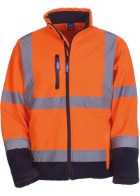 Personalised Hi Vis Softshell Jacket HVK09 Yoko Orange/Navy  Front
