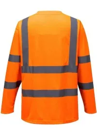 Personalised Hi Vis Long Sleeved T-Shirt S178 Orange Rear