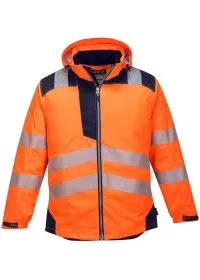 Portwest T400 Vision Hi-Vis Rain Jacket Orange/Navy