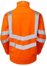 Personalised Orange Hi Vis Softshell Jacket Pulsarail PR535 Rear